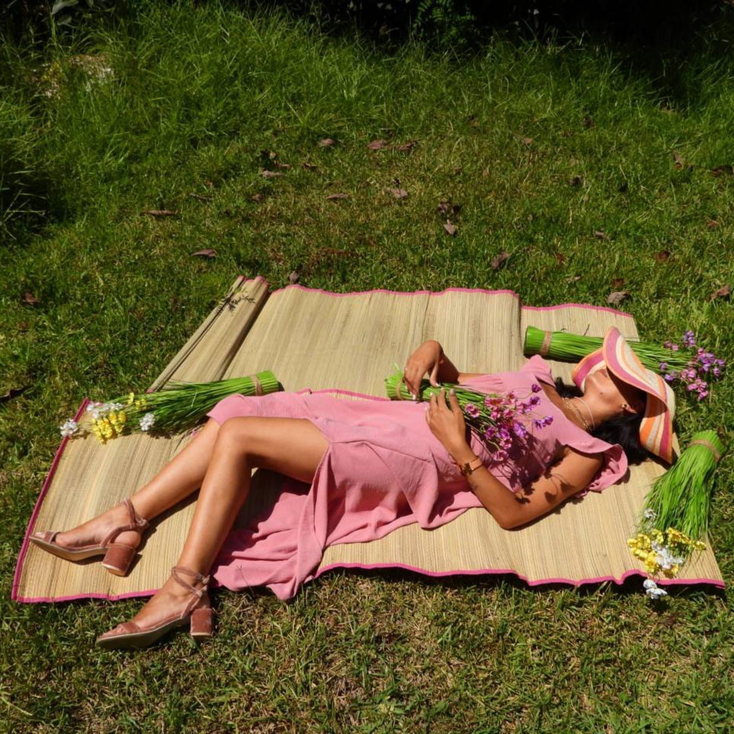 pink summer dress by sustainable fashion designer Lamia Nassif